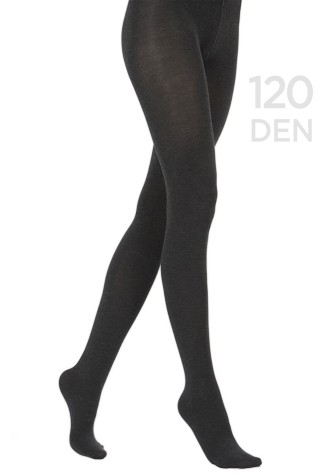 Эластичные колготки Велюр, чёрные меланж, 120 den