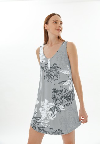 Ночная сорочка с флоральным принтом, цвет голубой