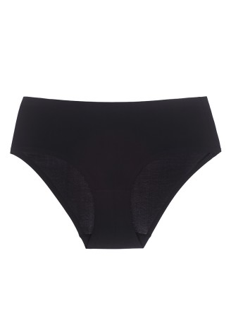 Трусы-слипы с завышенной талией бесшовные из микрофибры, цвет чёрный
