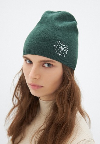 Шапка с узором «Снежинка», цвет изумрудный
