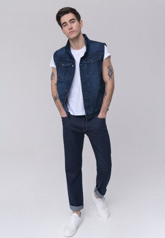 Джинсовый жилет для мужчины, цвет тёмно-синий