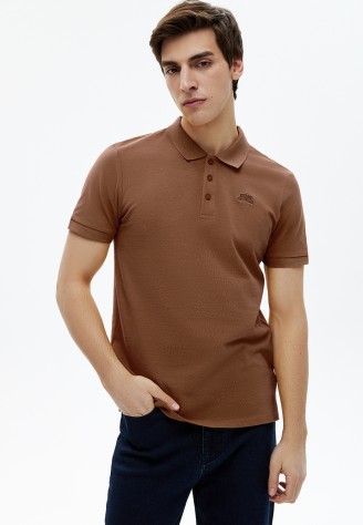 Поло пике для мужчины, цвет темно-бежевый