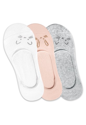 Носки-невидимки с вышивкой из люрекса, 3 пары