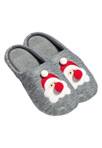 Тапочки женские «Дед Мороз», цвет серый меланж