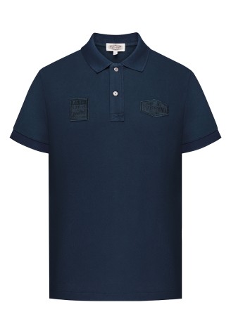 Поло пике с вышивкой для мужчины, цвет синий