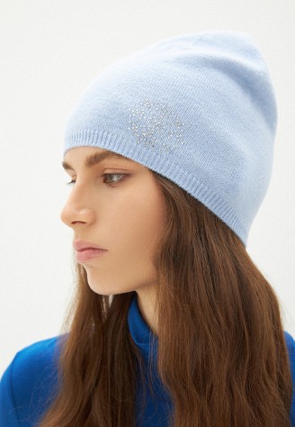Шапка с узором «Снежинка», цвет голубой