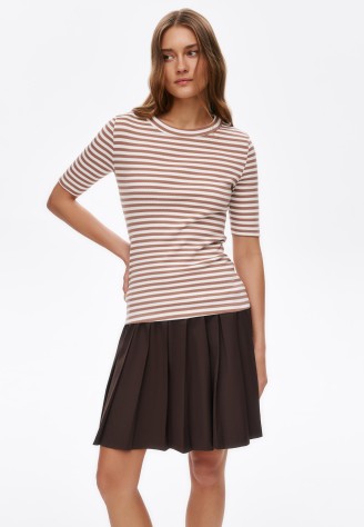 Футболка в полоску, цвет белый/мокко