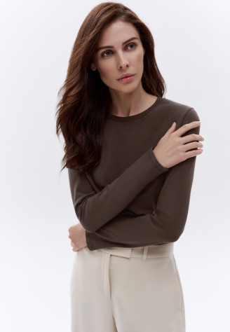 Женская футболка-лонгслив, цвет шоколадный