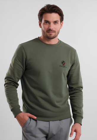 Мужской свитшот-лонгслив с принтом «Fly Up», цвет хаки