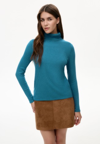 Водолазка из рельефного трикотажа, цвет дымчато-синий