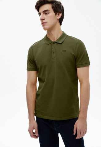 Поло пике для мужчины, цвет хаки