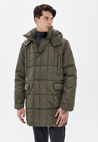 Утеплённая стёганая куртка для мужчины, цвет тёмно-зелёный
