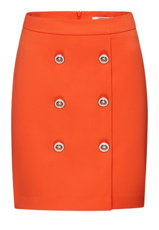 Юбка с имитацией запаха и декоративными пуговицами, цвет красно-оранжевый
