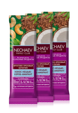Батончик фруктово-ореховый «Кокос-кешью-кэроб-амарант», 3 шт.