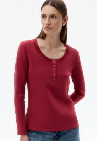 Лонгслив женский с планкой, цвет гранатовый