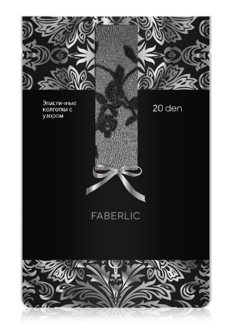 Эластичные колготки с цветочным узором SF205, 20 den, чёрные