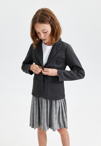 Трикотажный жакет для девочки, цвет темно-серый меланж