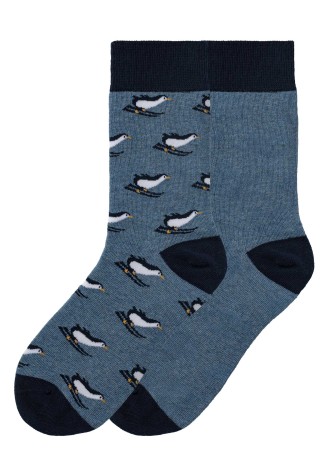 Набор мужских носков 2 пары с принтом, цвет голубой меланж