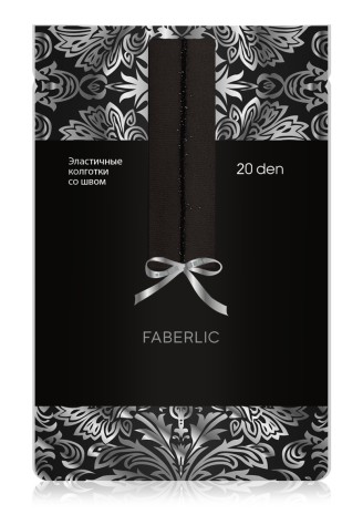 Эластичные колготки со швом из люрекса SF203, 20 den, чёрные