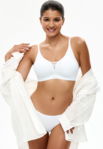 Бюстгальтер без косточек с сеточкой и 3D-фиксацией, цвет белый