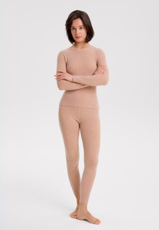 Женские легинсы, цвет бежевый меланж