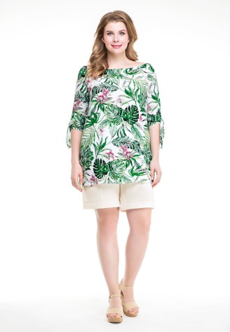 Туника с тропическим рисунком, мультицвет