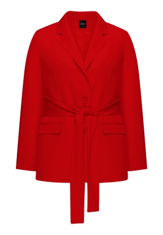 Жакет с поясом, цвет красный