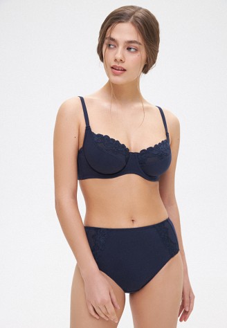 Трусы-слипы с завышенной талией, цвет тёмно-синий