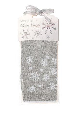 Носки из шерсти в новогодней упаковке «Снежинки», серые