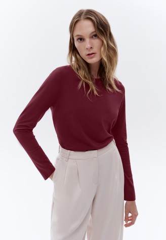 Женская футболка-лонгслив, цвет винный