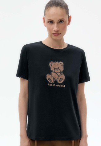 Женская футболка «Мишки», цвет черный