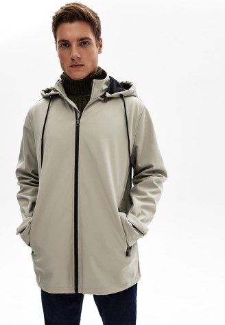 Утепленная ветровка с начёсом для мужчины, цвет бежевый