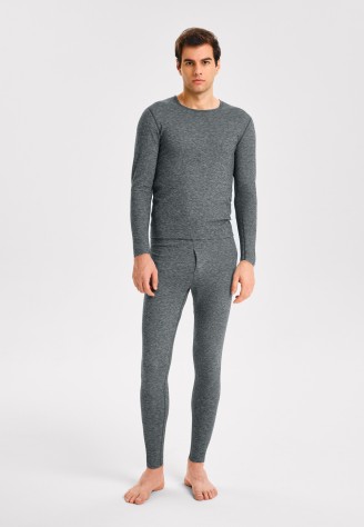 Мужской лонгслив, цвет черный меланж