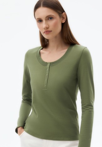 Лонгслив женский с планкой, цвет эвкалиптовый