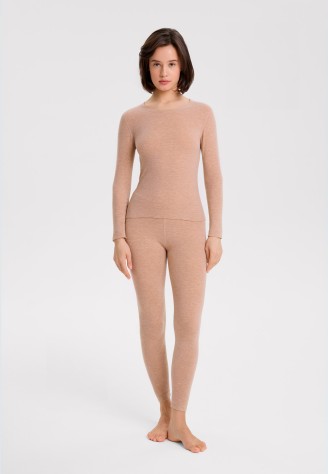 Женский лонгслив, цвет бежевый меланж