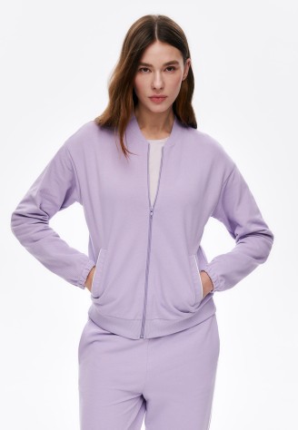 Джемпер из пике на молнии, цвет лиловый
