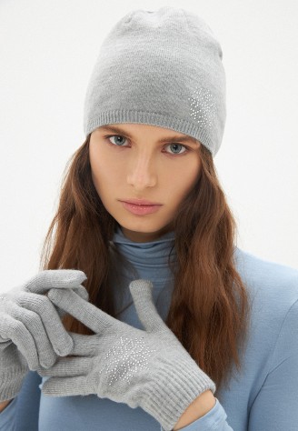 Шапка с узором «Снежинка», цвет серый