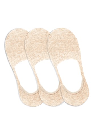 Носки-невидимки, цвет бежевый меланж, 3 пары