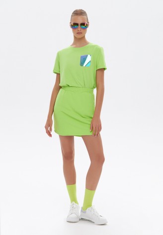 Юбка с карманами, цвет салатовый