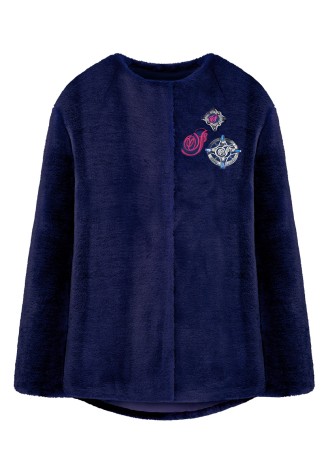 Полушубок из экомеха, цвет темно-синий