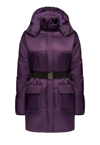 Куртка утеплённая стёганая с поясом, цвет фиолетовый