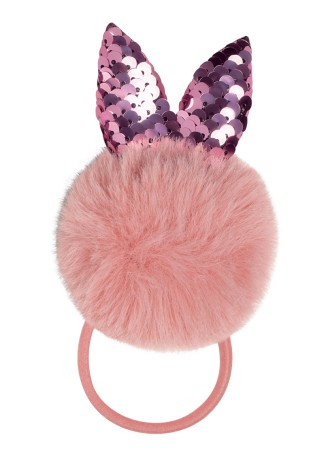 Резинка из искусственного меха с пайетками для девочек , цвет розовый