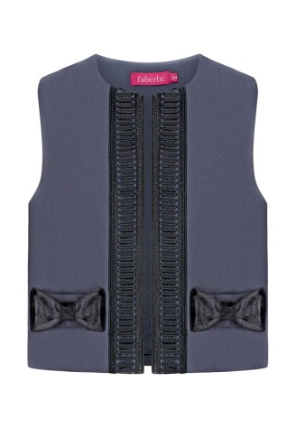 Жилет с декоративными бантами для девочки, цвет серо-фиолетовый