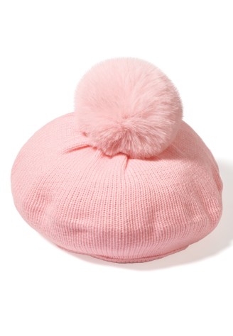 Берет с помпоном для девочки, цвет розовый
