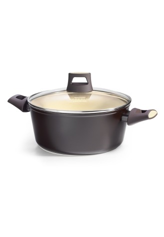 Кастрюля с антипригарным покрытием, цвет оливковый, 24 см