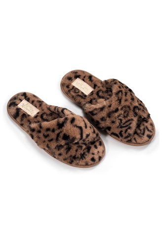 Тапочки женские «Леопард», цвет коричневый