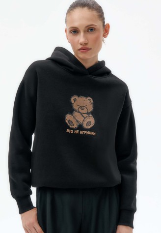 Худи с принтом «Мишки», цвет черный