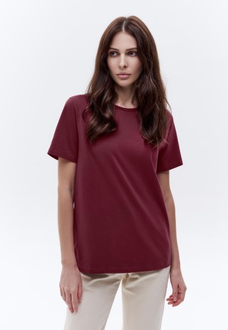 Женская футболка прямого силуэта, цвет винный