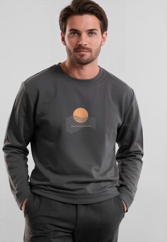 Мужской свитшот-лонгслив с принтом «The Moment Is Saved», цвет графит