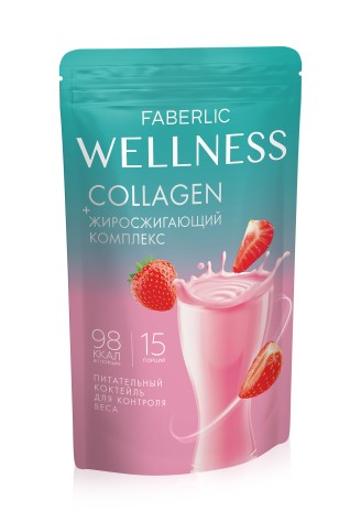 Протеиновый коктейль с коллагеном и жиросжигающим комплексом Wellness, вкус «Клубника»